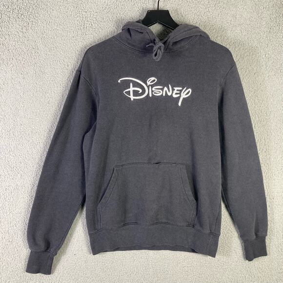 Disney Vintage Black Hoodie Unisex Small Pullover with Spellout Logo - Picture 2 of 9